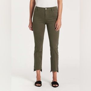 FRAME Denim Le High Straight Raw Stagger Tuxedo Tape Jean Size 29 Army Green